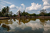 Thailand, Old Sukhothai - Wat Sa Si. Its location on a small island in the middle of the lotus flowers filled pond makes it one of the most attractive monuments of the Sukhothai Historical Park.